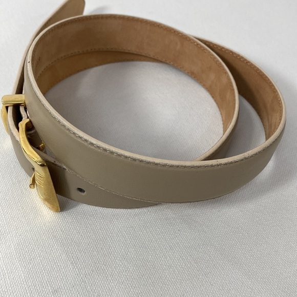 Talbots Tan Genuine Leather Belt Gold Buckle Women's Medium - Picture 4 of 7